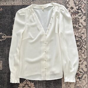 Ted Baker Cream Button-Up Blouse Size 1
